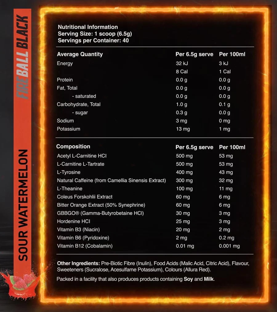 Red Dragon FAT BURNER Red Dragon Fireball Black Thermogenic