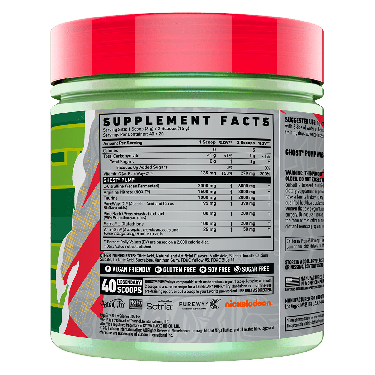 Ghost PRE WORKOUT GHOST X Teenage Mutant Ninja Turtles TMNT PUMP v2 OOZE