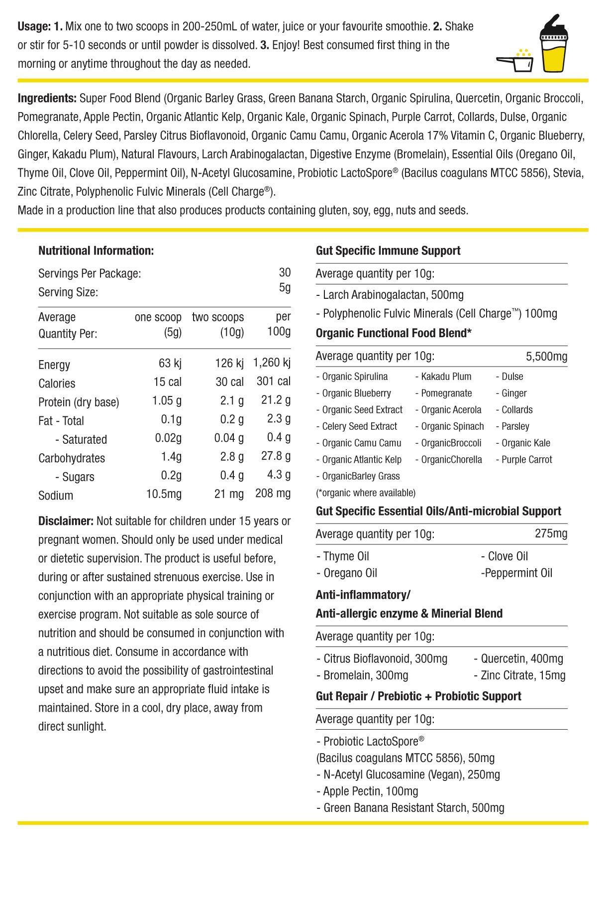 White Wolf Nutrition HEALTH FOOD,SNACKS AND BARS White Wolf Nutrition Greens + Gut Health Immunity